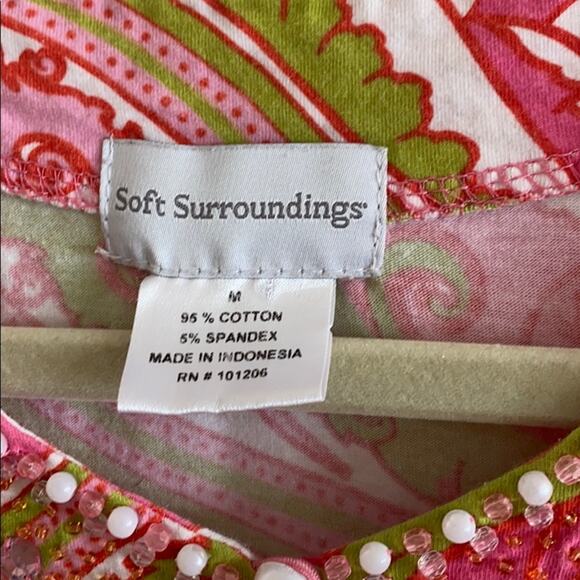 Soft Surroundings M beaded floral print top - Picture 3 of 6